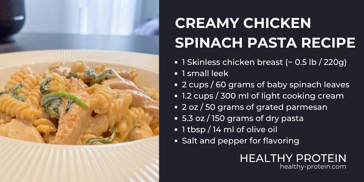 Easy Creamy Chicken Spinach Pasta Recipe (15-Minute Meal) Meal prep ideas
