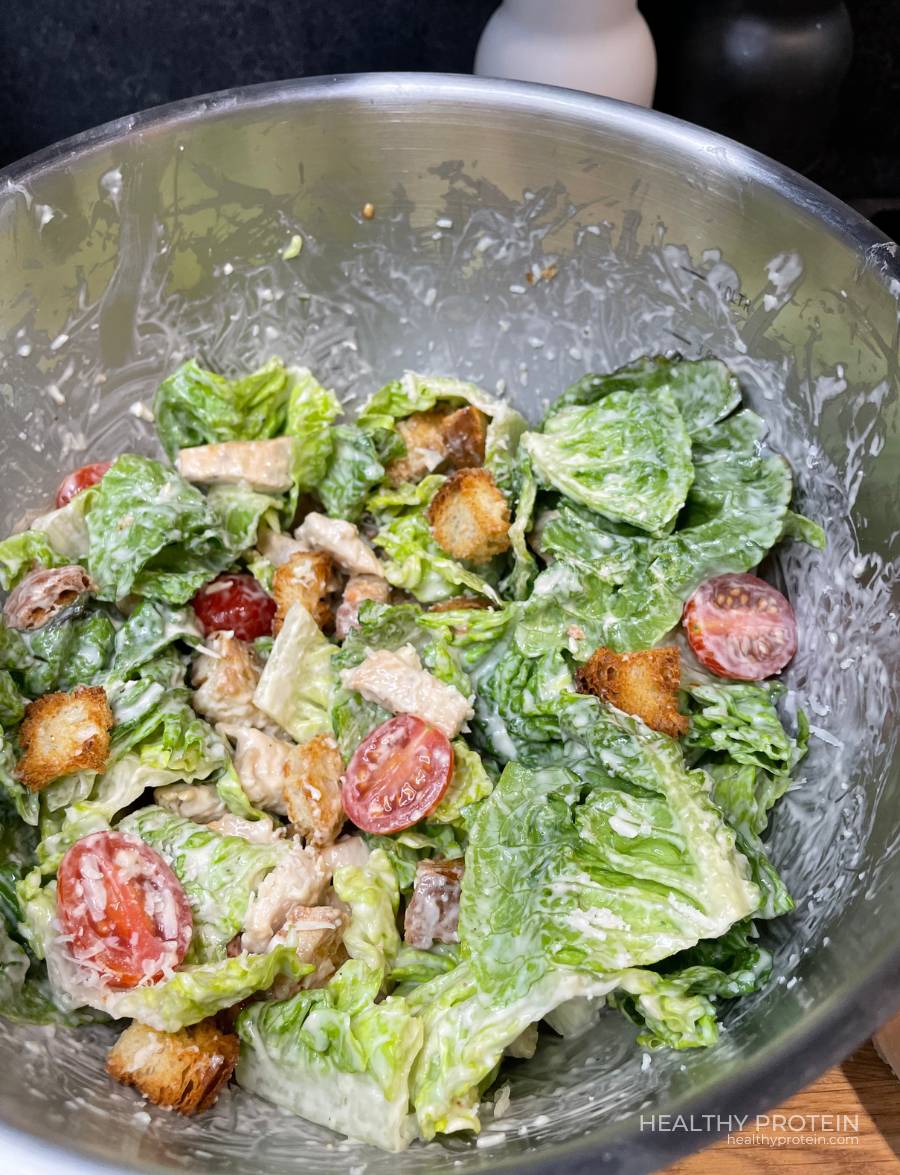 Homemade Caesar salad recipe with salad dressing no anchovies