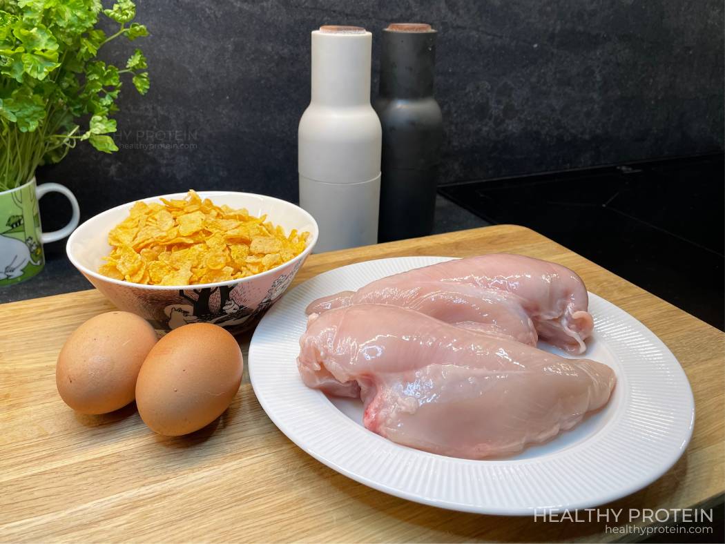 Krõbekana paneeritud kana koostisosad